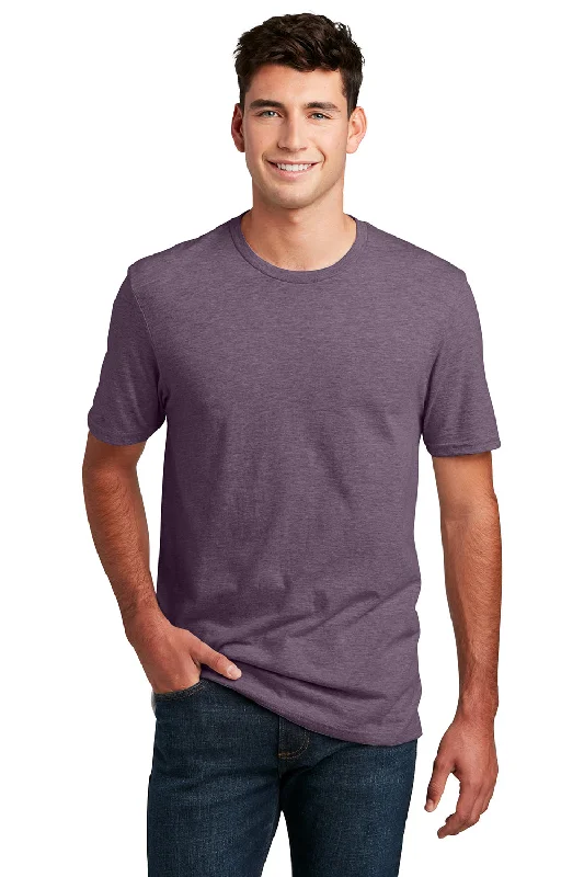 Men's short-sleeve cool breezy-linen shirt-District Mens Perfect Blend Short Sleeve Crewneck T-Shirt - Heather Eggplant Purple