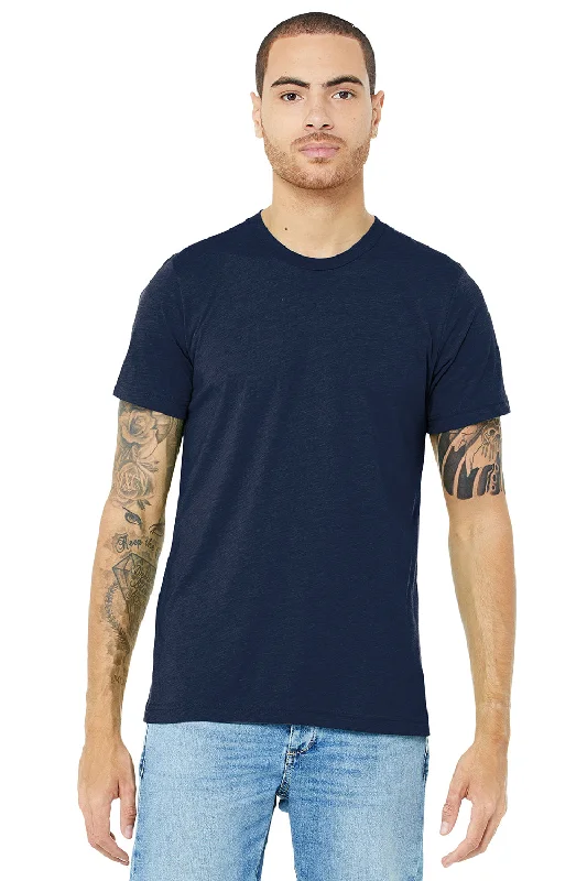 Men's short-sleeve tropical retro-icy-blue shirt-Bella + Canvas Mens Short Sleeve Crewneck T-Shirt - Solid Navy Blue