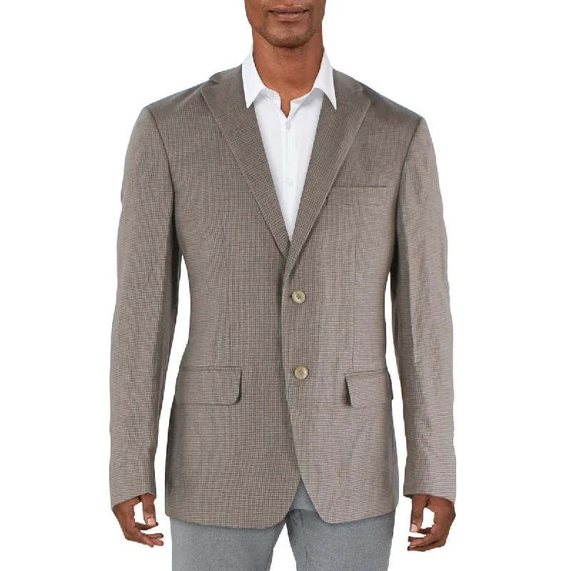 Men's gust-proof sail jackets-Lauren Ralph Lauren Mens Linen Houndstooth Suit Jacket