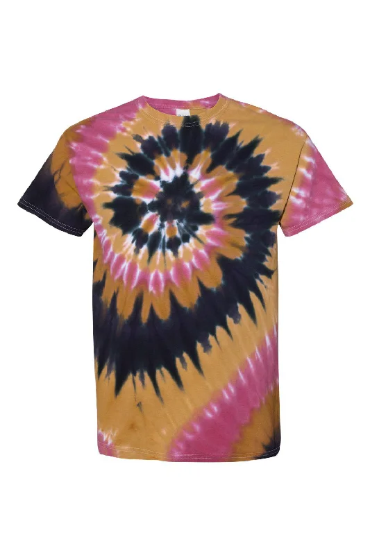 Men's short-sleeve oversized ombre shirt-Dyenomite Mens Spiral Tie Dyed Short Sleeve Crewneck T-Shirt - Tucson - Closeout