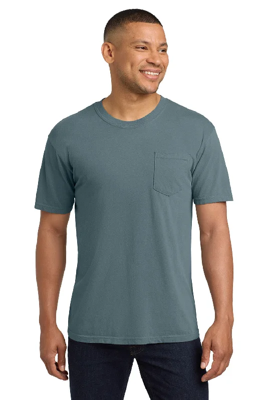 Men's short-sleeve warm breathable-merino top-Comfort Colors Mens Short Sleeve Crewneck T-Shirt w/ Pocket - Ice Blue