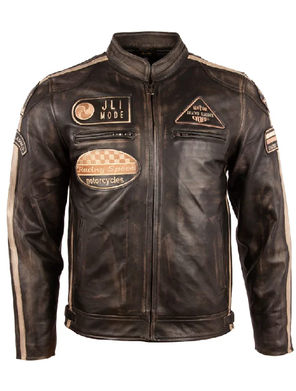 Men's dark gothic jackets-CXUS Men's Racing Biker Jacket - Vegas