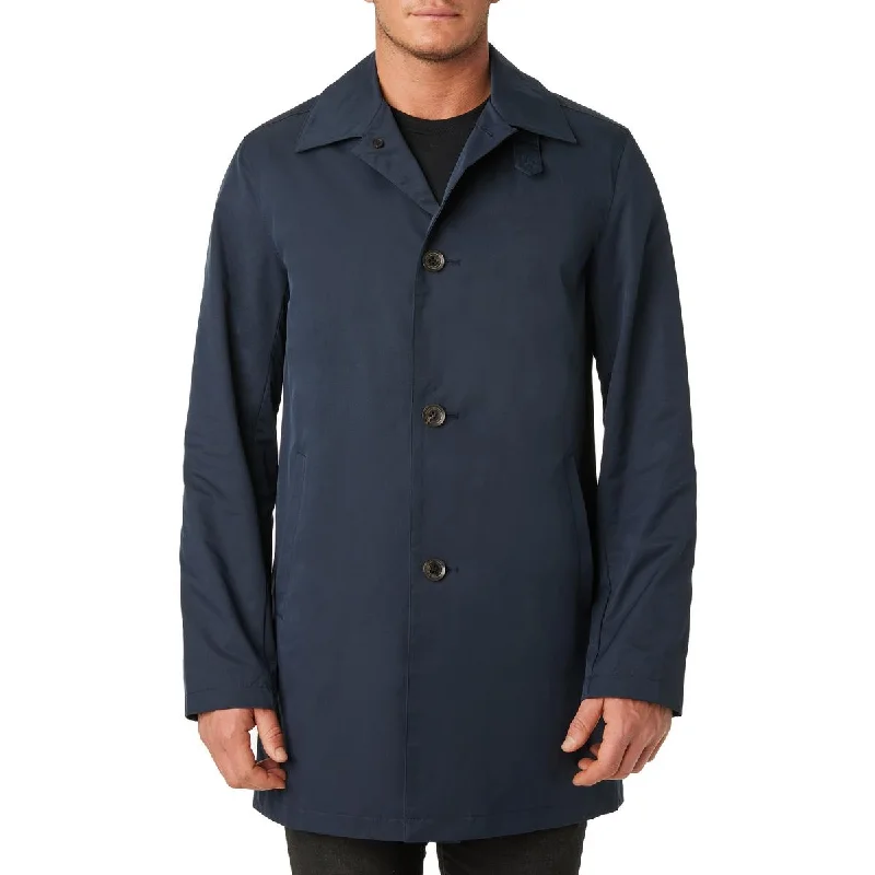 Men's faded grunge jackets-Vince Camuto Mens Solid Long Sleeve Trench Coat