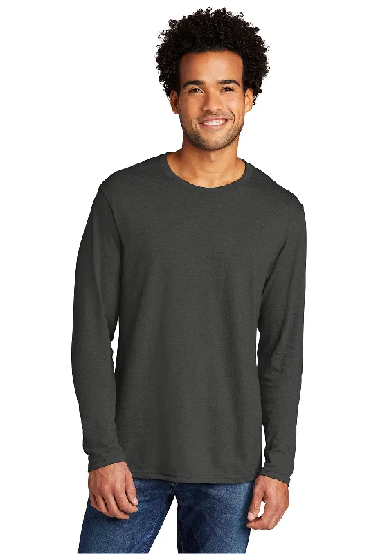 Men's short-sleeve rich nightlife top-Port & Company Mens Long Sleeve Crewneck T-Shirt - Coal Grey