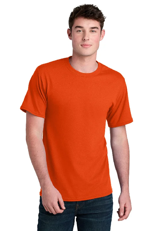 Men's short-sleeve modern vibrant-tropical-retro-icy-blue top-Port & Company Mens Core Blend Recycled Short Sleeve Crewneck T-Shirt - Orange - New