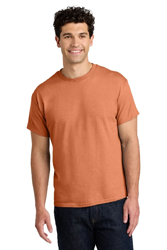 Men's short-sleeve rugged urban-warm-stylish-dark-burgundy tee-Gildan Mens Short Sleeve Crewneck T-Shirt - Sunset Orange