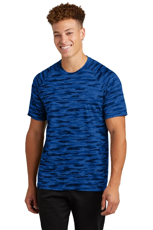 Men's short-sleeve artisanal hand-dyed top-Sport-Tek Mens Drift Camo Moisture Wicking Short Sleeve Crewneck T-Shirt - True Royal Blue