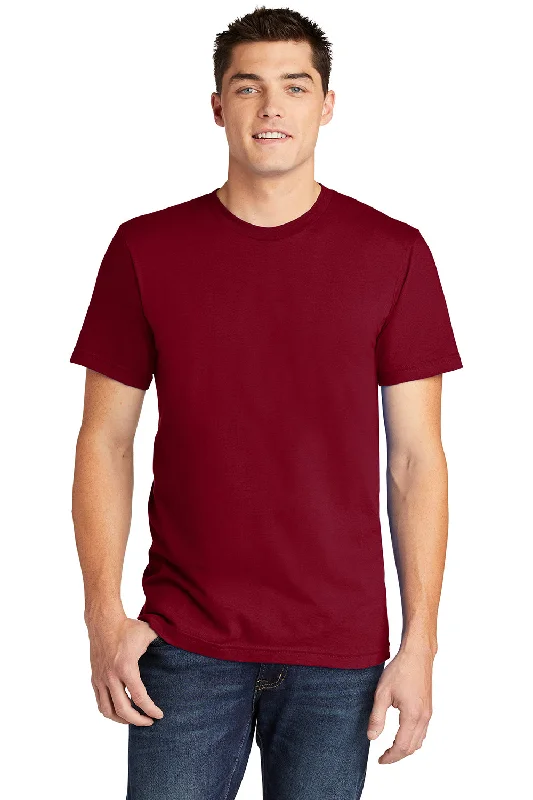 Men's short-sleeve trendy bright-artisanal-hand-dyed tee-American Apparel Mens Fine Jersey Short Sleeve Crewneck T-Shirt - Cranberry Red