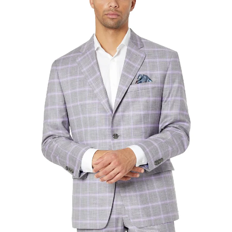 Men's grit factory jackets-Sean John Mens MSalisbury Woven Plaid Two-Button Blazer