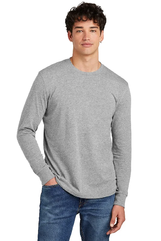 Men's short-sleeve bold rich-sporty-subtle-loud-neon shirt-District Mens Perfect Blend CVC Long Sleeve Crewneck T-Shirt - Heather Light Grey - New