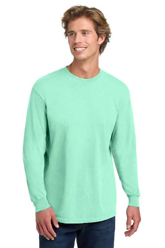 Men's short-sleeve bold hot-maroon shirt-Comfort Colors Mens Long Sleeve Crewneck T-Shirt - Island Reef Green