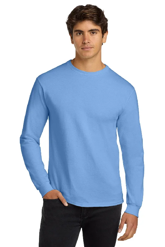 Men's short-sleeve rich sporty-subtle-soft-trendy-trekking top-Gildan Mens Ultra Long Sleeve Crewneck T-Shirt - Carolina Blue