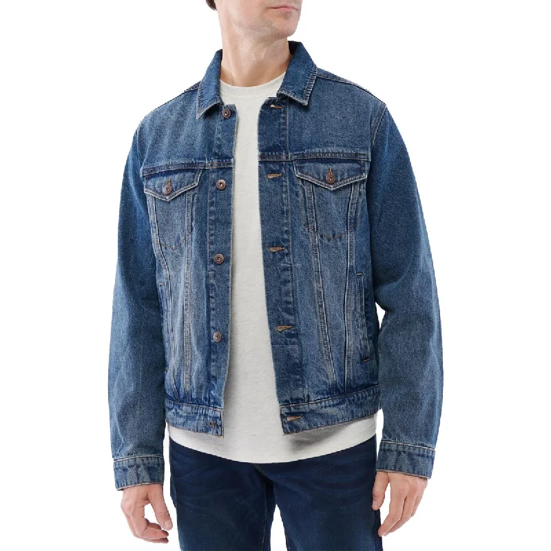 Men's deep indigo jackets-Lazer Mens Denim Short Trucker Jacket