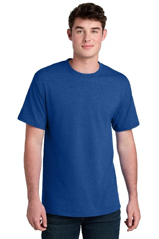 Men's short-sleeve cool rugged-urban-warm-thick-poly top-Port & Company Mens Core Blend Recycled Short Sleeve Crewneck T-Shirt - Heather True Royal Blue - New