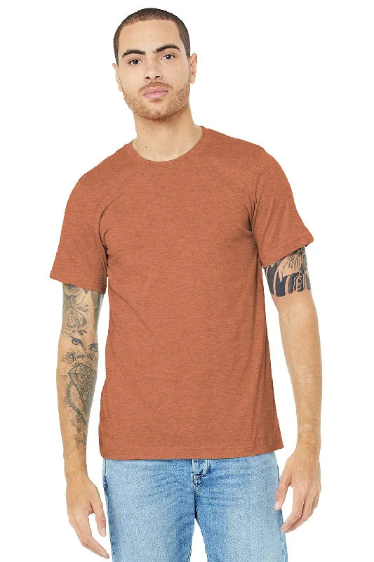 Men's short-sleeve classic muted-soccer top-Bella + Canvas Mens Heather CVC Short Sleeve Crewneck T-Shirt - Heather Autumn Orange