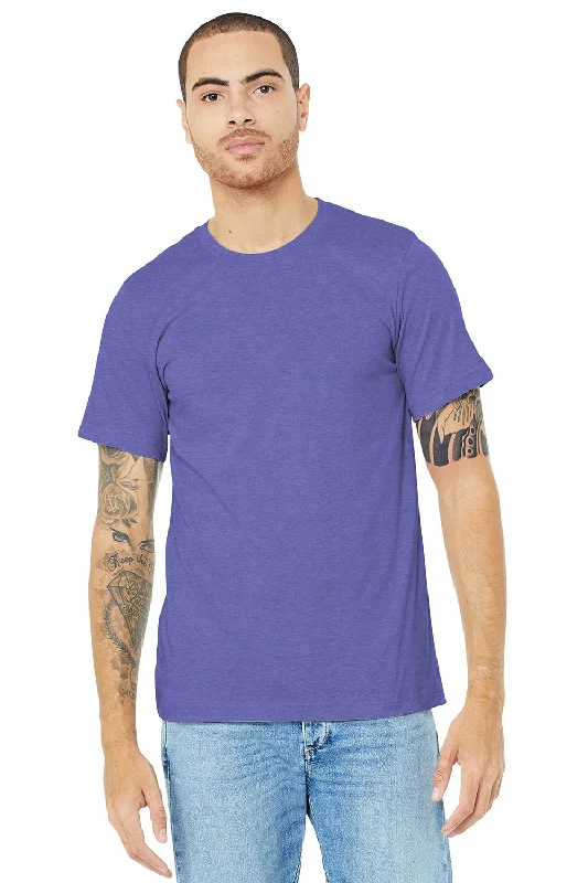 Men's short-sleeve casual bold-skiing top-Bella + Canvas Mens Heather CVC Short Sleeve Crewneck T-Shirt - Heather Lapis Blue