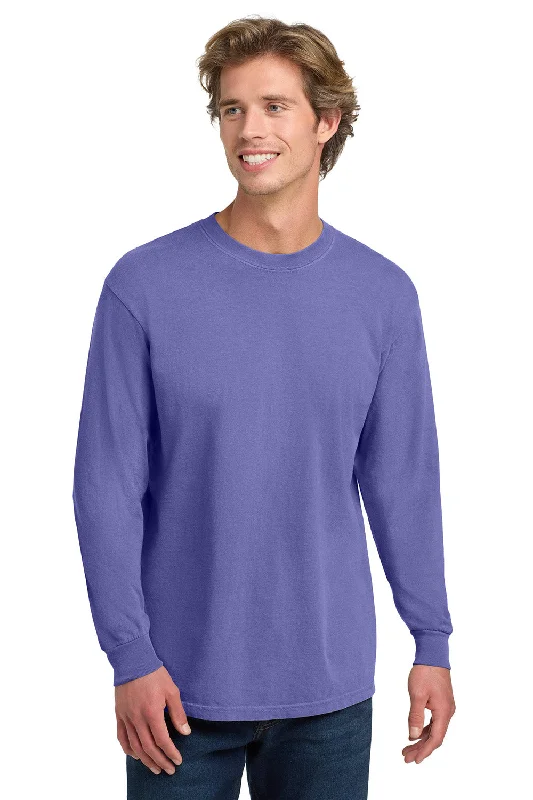 Men's short-sleeve trendy trim-navy shirt-Comfort Colors Mens Long Sleeve Crewneck T-Shirt - Violet Purple