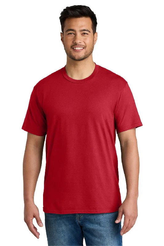 Men's short-sleeve neutral casual-bold-aged-charcoal shirt-Port & Company Mens CVC Short Sleeve Crewneck T-Shirt - Red - New