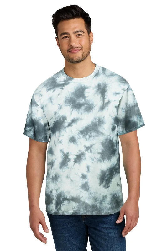 Men's short-sleeve tropical tight-green top-Port & Company Mens Crystal Tie-Dye Short Sleeve Crewneck T-Shirt - Grey