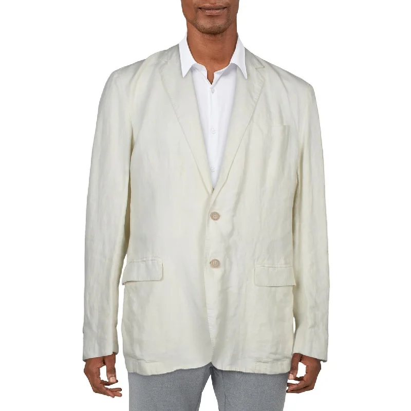 Men's paced race jackets-Lauren Ralph Lauren Mens Linen Work Wear Two-Button Blazer