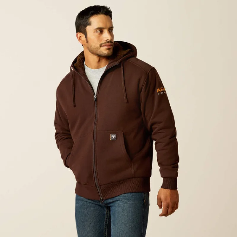 men's-hoodie-with-tie-dye-pattern-Ariat P30438 Rebar All-Weather Sherpa-Lined Full Zip Hoodie