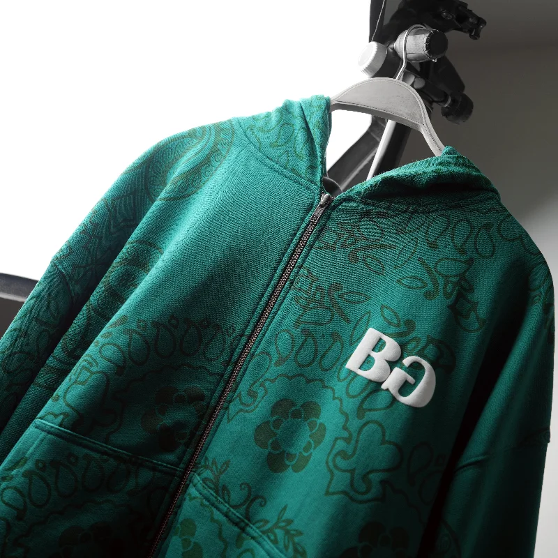 men's-hoodie-for-musicians-GREEN PAISLEY HOODIE