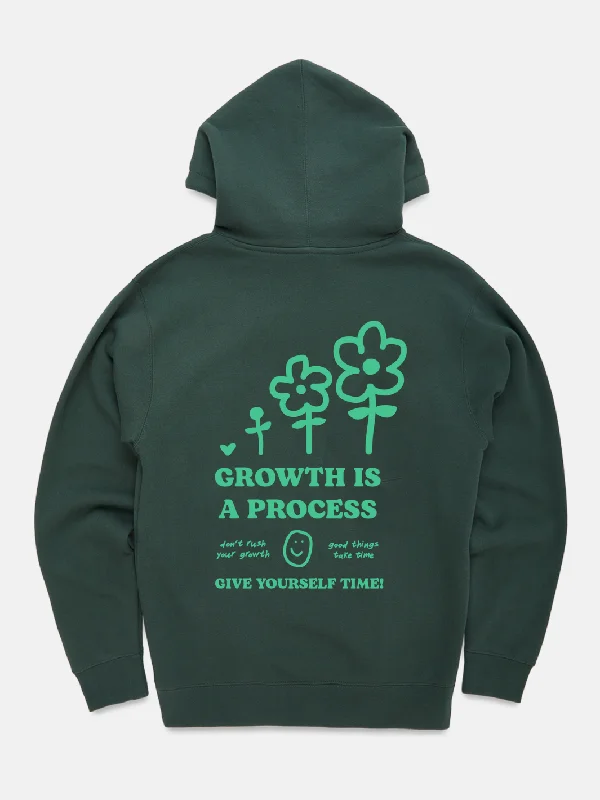 men's-hoodie-with-metallic-accents-Growth Is A Process Hoodie - Alpine Green