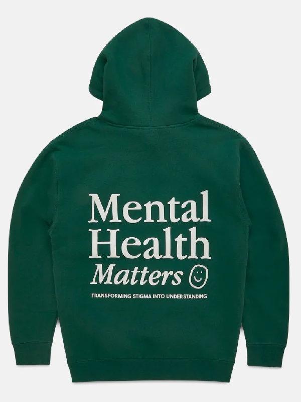 men's-hoodie-for-relaxing-Mental Health Matters Hoodie - Forest Green