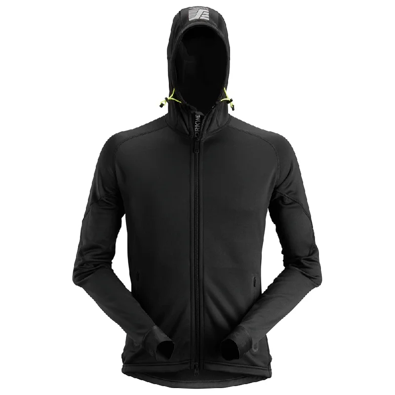 men's-hoodie-with-hood-drawstrings-Snickers 8002 FlexiWork, Polartec® Power Stretch® 2.0 Full Zip Fleece Hoodie