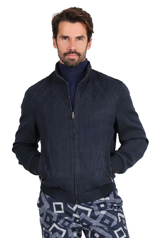 Men's dark denim jackets-Barentsburg Bomber Jacket