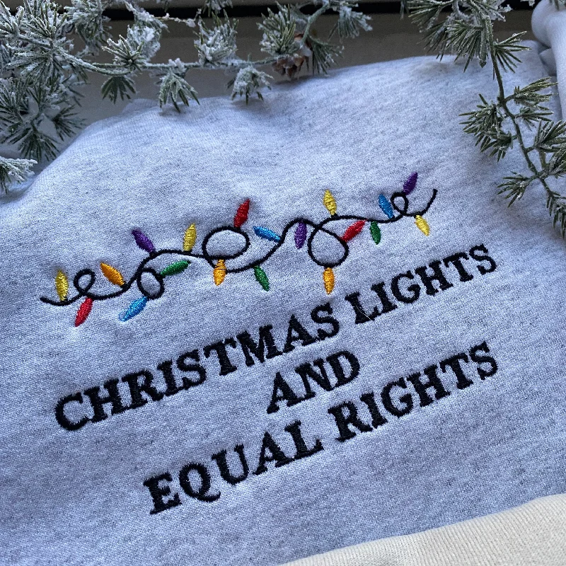 men's-hoodie-with-custom-sleeves-Christmas Lights and Equal Rights Embroidered Sweatshirt