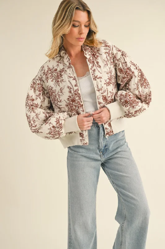 Men's core downtown jackets-Collins Floral Bomber Jacket