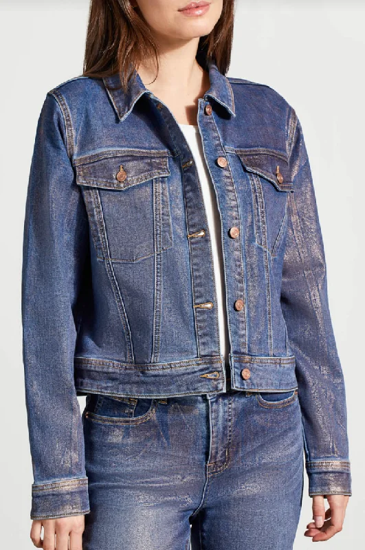 Men's tide blue jackets-Denim Jacket with Rose Gold