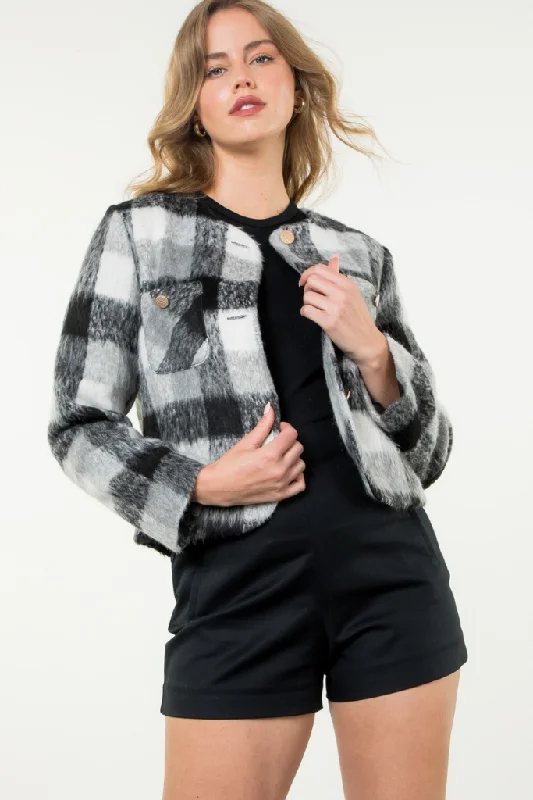 Men's leg race jackets-Eleanor Plaid Wool Jacket