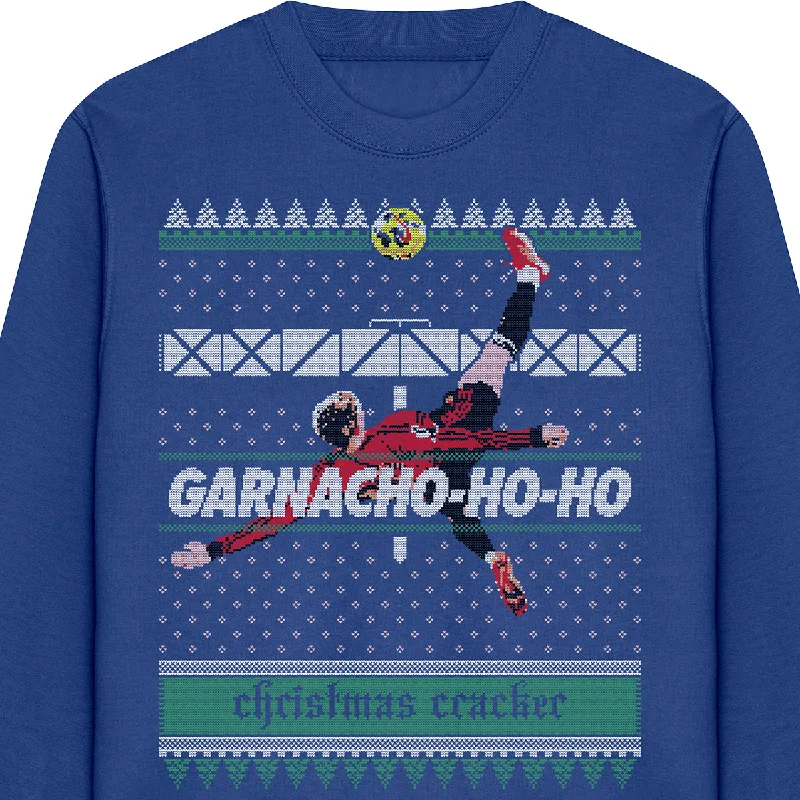 men's-hoodie-in-slate-blue-Garnacho-ho-ho Xmas Sweatshirt