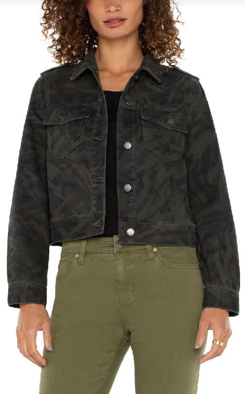 Men's matte leather jackets-Jacket Military Crop - Camo