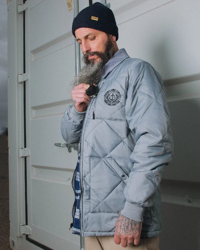 Men's dark denim jackets-Morning Fog Diamond Stitch Quilted Jacket