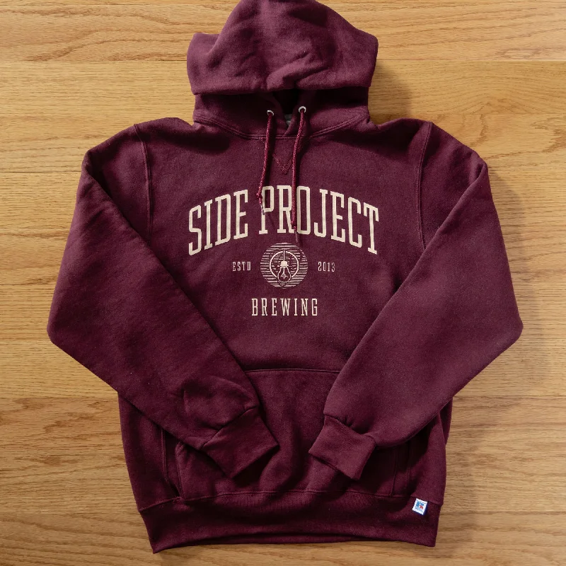 men's-hoodie-with-minimalist-style-Collegiate Hoodie - Maroon