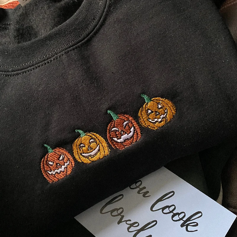 men's-hoodie-for-gym-workouts-Pumpkins Embroidered Sweatshirt