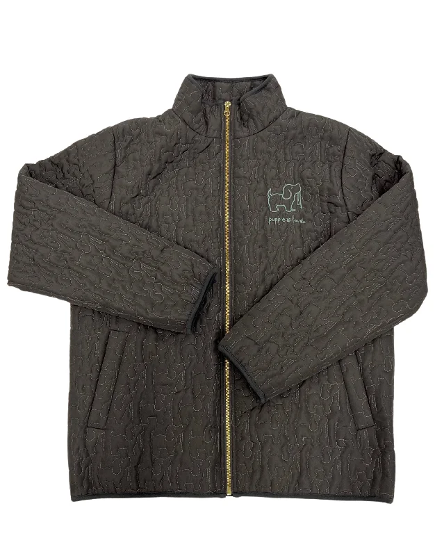 Men's vine green jackets-QUILTED JACKET, CHARCOAL