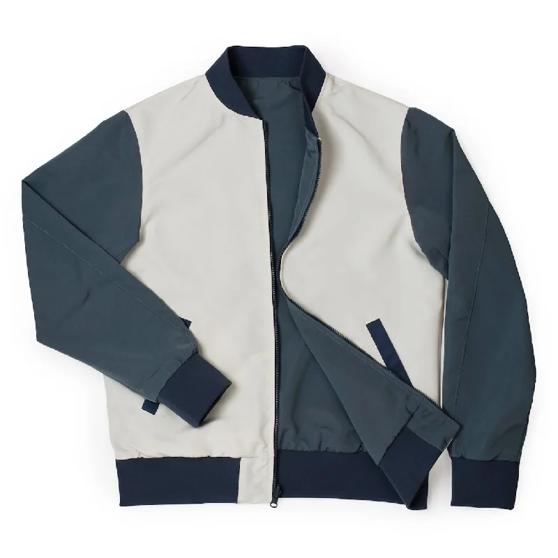 Men's bold cobalt jackets-Stormy Weather – Reversible Bomber Jacket