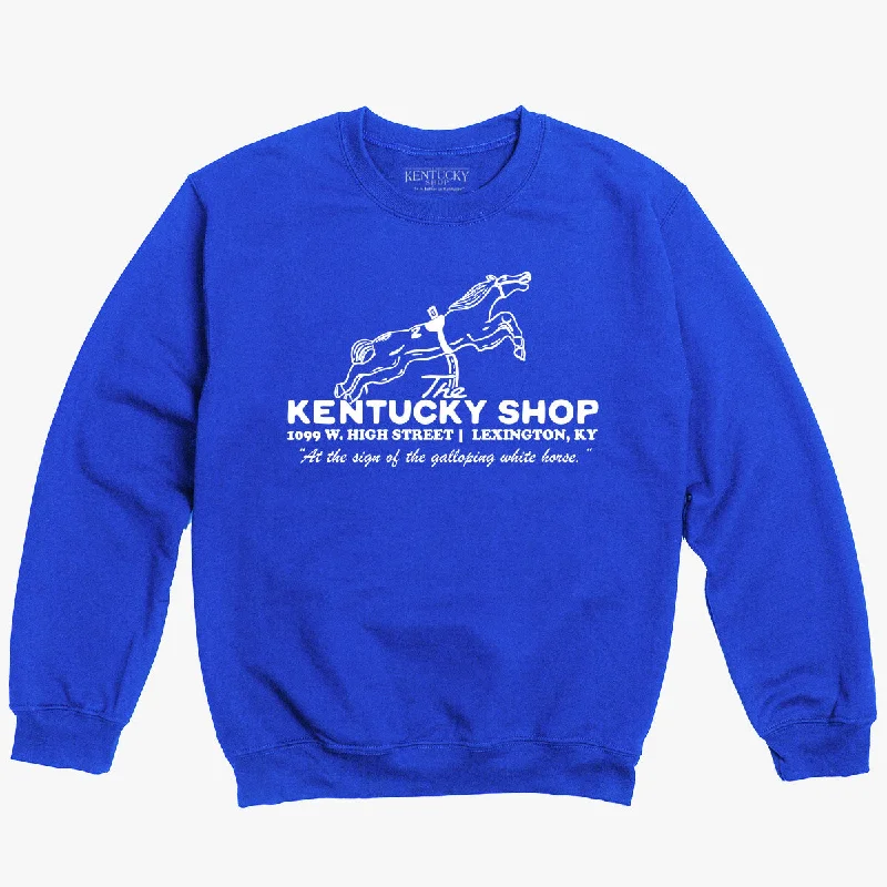 men's-hoodie-with-long-sleeves-The Kentucky Shop Vintage Sign Sweatshirt (Blue)