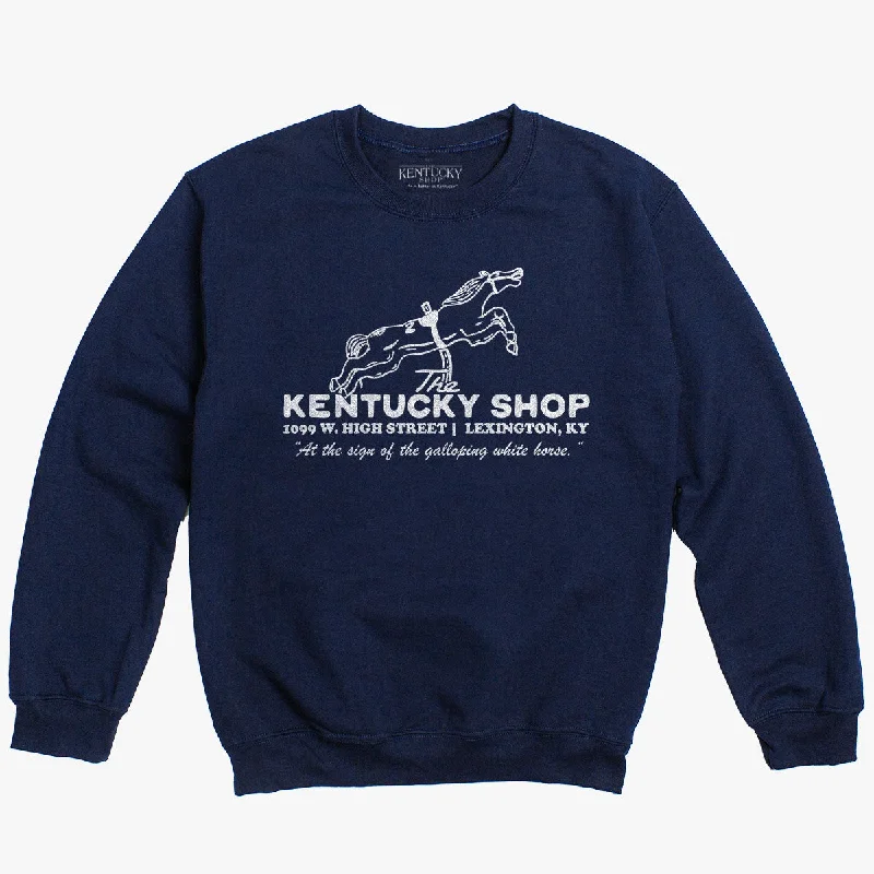 men's-hoodie-with-animal-graphic-The Kentucky Shop Vintage Sign Sweatshirt (Navy)