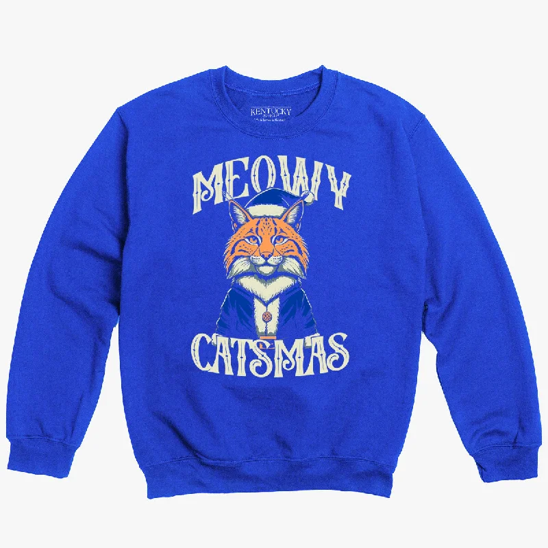 men's-hoodie-with-floral-print-The Meowy Catsmas Crewneck Sweatshirt