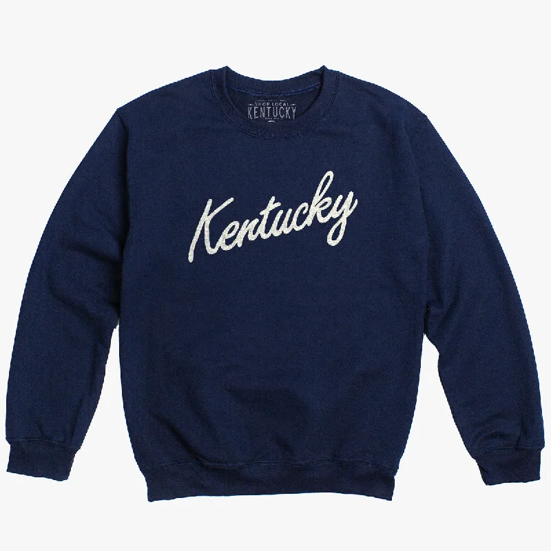 men's-hoodie-with-hood-lining-The Vintage Kentucky Script Crewneck Sweatshirt (Mult. Colors)