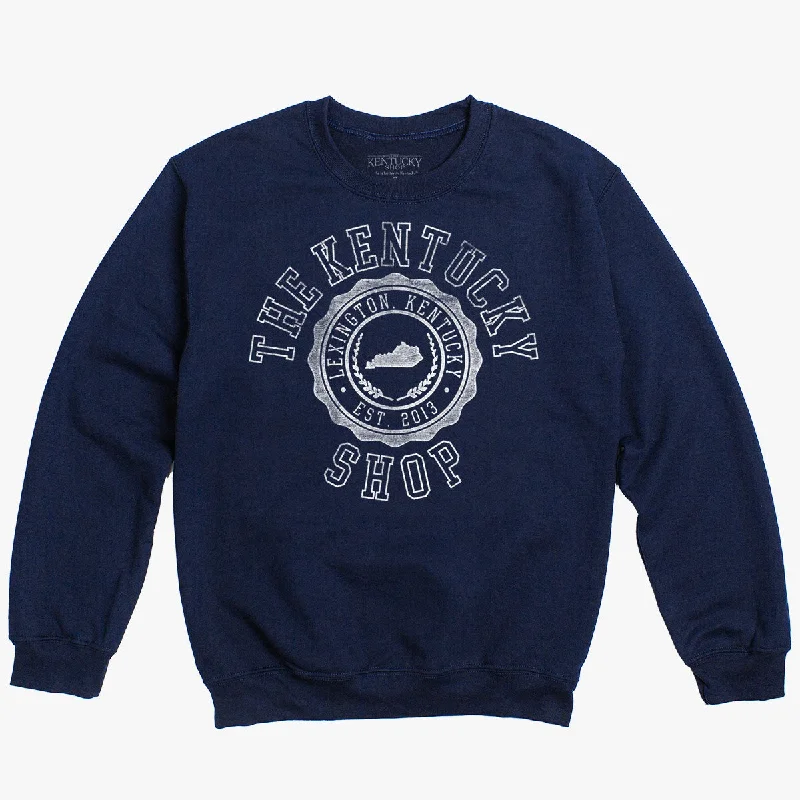 men's-hoodie-with-urban-style-The Vintage Seal Logo Sweatshirt (Navy)