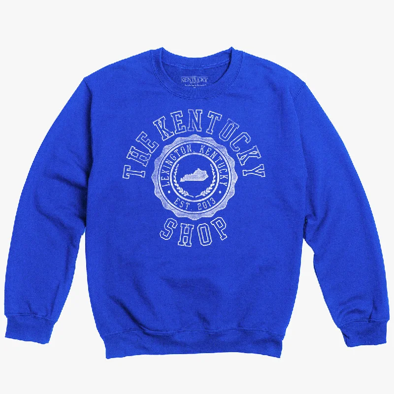 men's-hoodie-in-slim-fit-The Vintage Seal Logo Sweatshirt (Royal)