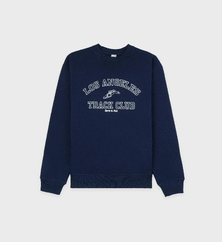 men's-hoodie-with-athletic-fit-Track Club Crewneck - Navy