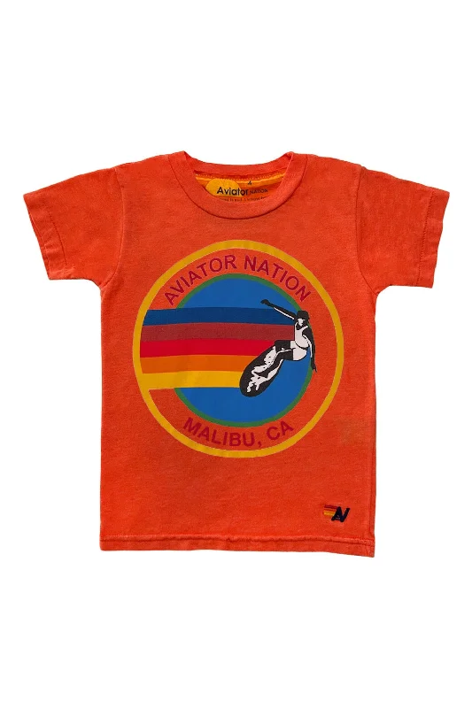 Men's short-sleeve draped rapid-dry shirt-KID'S AVIATOR NATION MALBU TEE - ORANGE