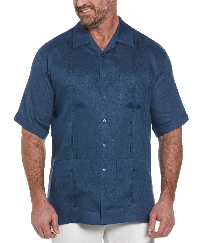 Men's short-sleeve casual light-lavender shirt-Big & Tall 100% Linen Classic Guayabera Shirt - Short Sleeve